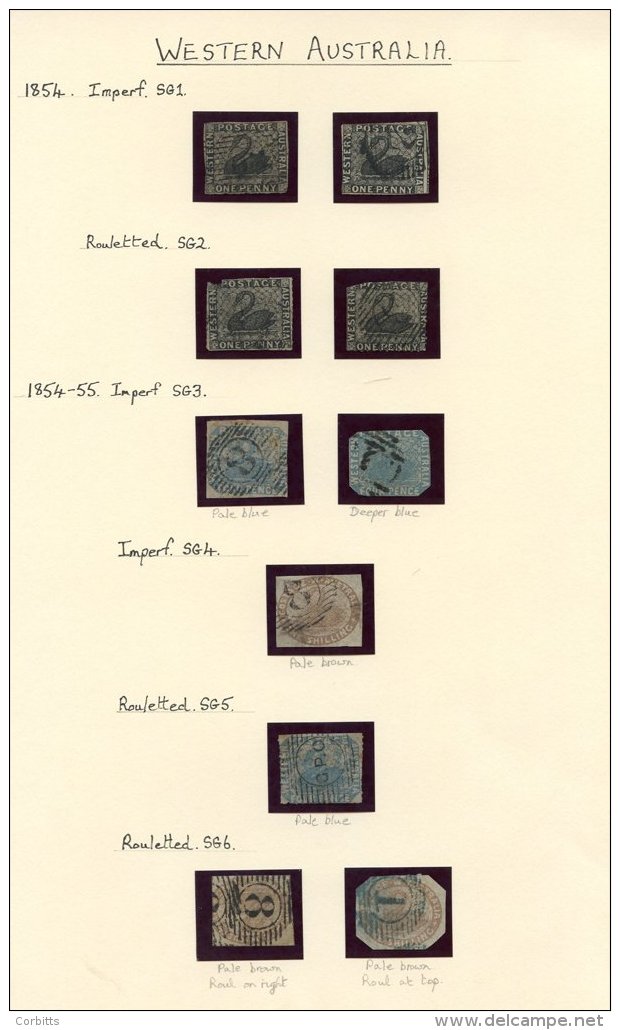 COLLECTION On Leaves Or Stock Leaves Incl. 1854 1d (2), Rouletted 1d (2), 1854-55 1s, 4d, Rouletted 4d, 1s (also 1s Cut - Autres & Non Classés