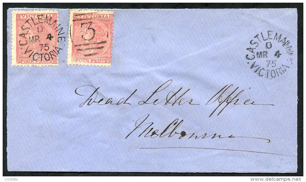 1875 Envelope To Dead Letter Office, Melbourne, Franked Two 4d Shades (SG.110) Tied By Superb Castlemaine Duplex H/stamp - Autres & Non Classés