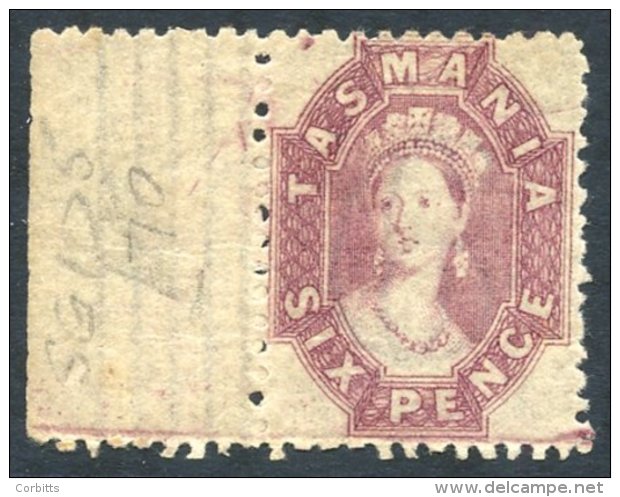 1871-91 6d Dull Reddish Lilac, Wmk Double Lined Numeral, Fine Marginal M, SG.139. (1) Cat. &pound;180 - Autres & Non Classés