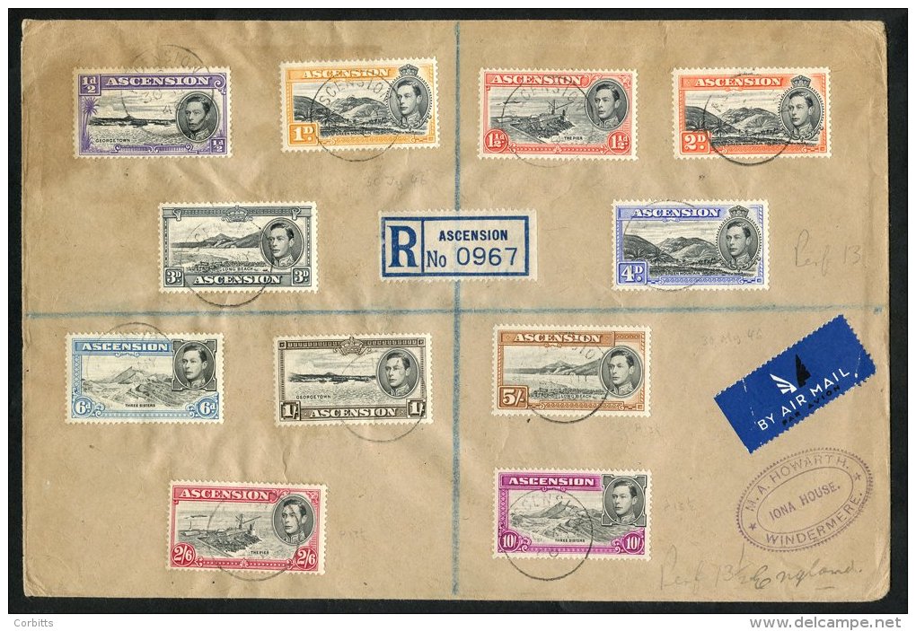 1946 Registered Airmail Cover To England Bearing A Complete Set Of P.13 KGVI Defins (11) - All Tied By Fine C.d.s's. Sta - Autres & Non Classés