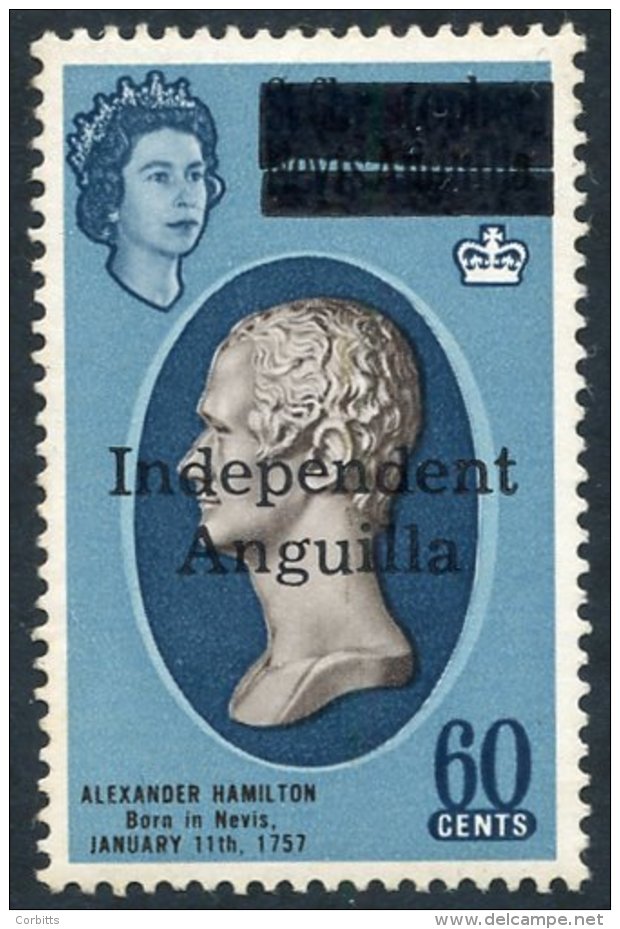 1967 Independent/Anguilla Opt On 60c Alexander Hamilton UM, SG.13. RARE. (1) Cat. &pound;8000 - Autres & Non Classés