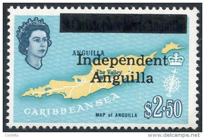 1967 Independent/Anguilla Opt On $2.50 Map UM, SG.15. RARE. (1) Cat. &pound;3250 - Autres & Non Classés