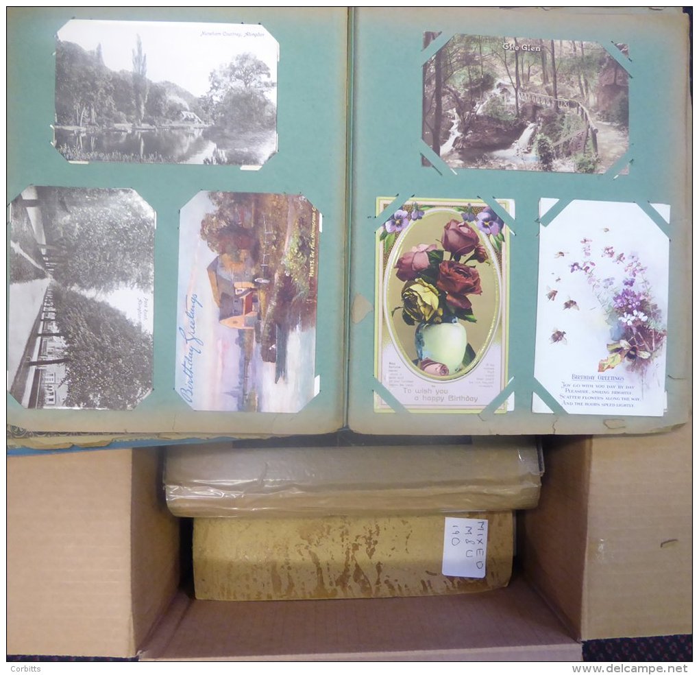 CARTON Containing A Large Accumulation In Albums &amp; Postcard Boxes Incl. A Box Of 555 Modern Cards, A Box Of 368 Incl - Non Classés