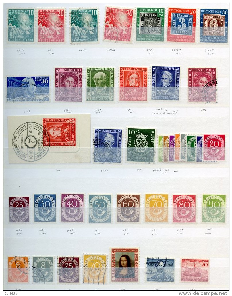 GERMANY - WEST 1949-90 M &amp; U Ranges Incl. 1949 Parliament Set M &amp; U (Cat. &pound;192), 1949 Centenary Of 1st Sta - Autres & Non Classés