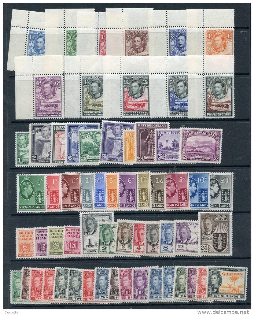 KGVI - BECHUANALAND 1938 Set In UM Corner Marginal Singles, BRITISH GUIANA 1938 Set (excl. 60c &amp; $3) UM, GAMBIA 1938 - Autres & Non Classés