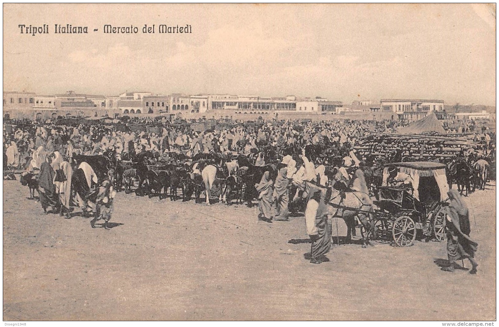 05513 "LIBIA - TRIPOLI ITALIANA - MERCATO DEL MARTEDI´"  ANIMATA. CART. POST. ORIG. NON SPEDITA - Libia