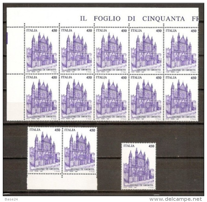1997 Italia Italy Repubblica DUOMO DI ORVIETO 13 Serie: Bl.di 10+3 MNH** - Kirchen U. Kathedralen