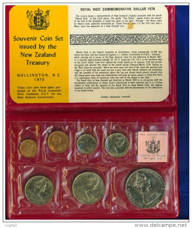 NEW ZEALAND - NUOVA ZELANDA - SOUVENIR COIN SET - WELLINGTON 1970 - 7 MONETE - Nieuw-Zeeland