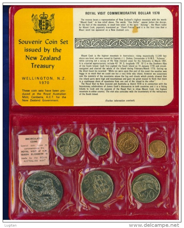 NEW ZEALAND - NUOVA ZELANDA - SOUVENIR COIN SET - WELLINGTON 1970 - 7 MONETE - Nueva Zelanda