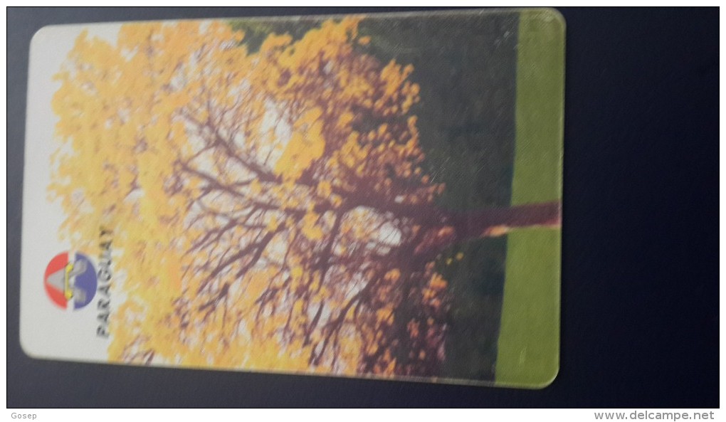 Paraguay-(par-a-18)-lapacho En Flor National Tree-(30units)-used Card+1 Card Prepiad Free - Paraguay