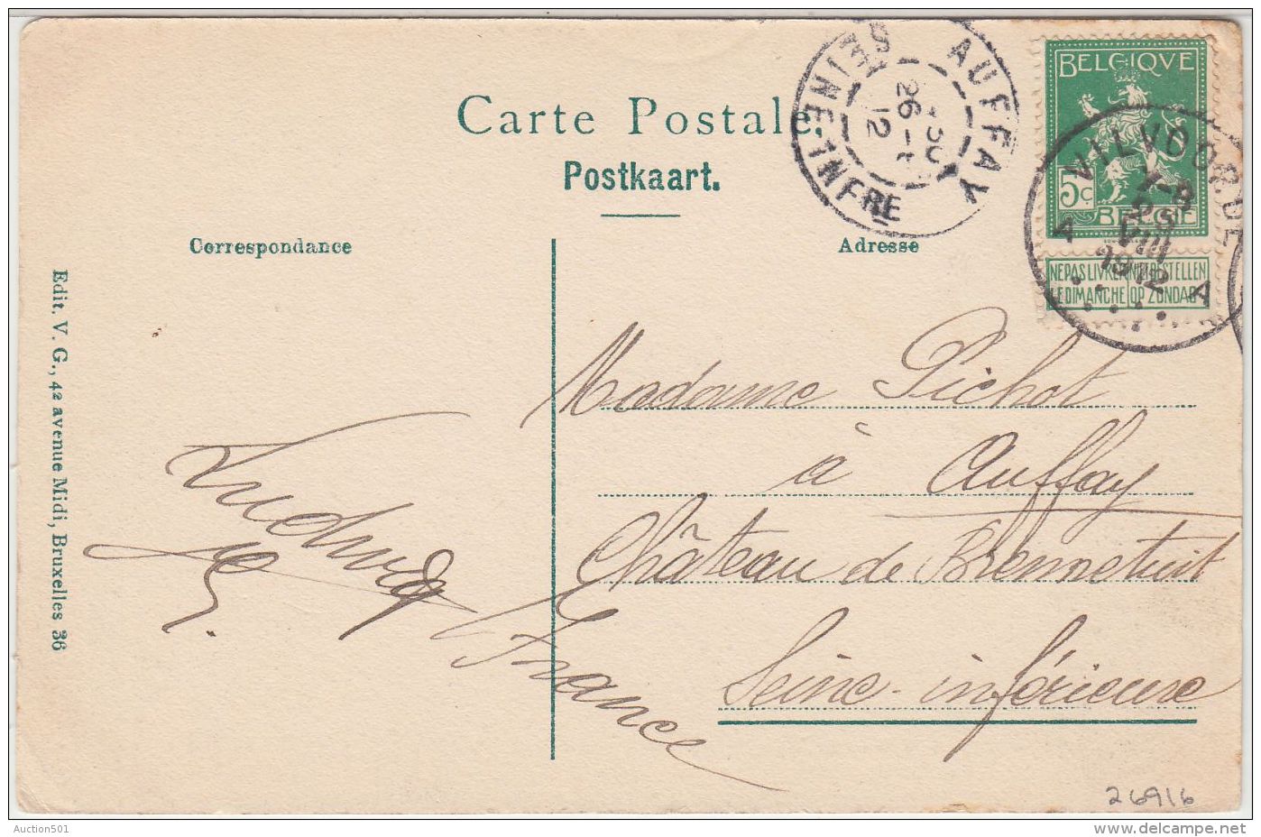 26916g CORRECTION  COTE CANAL - Vilvorde - 1912 - Vilvoorde