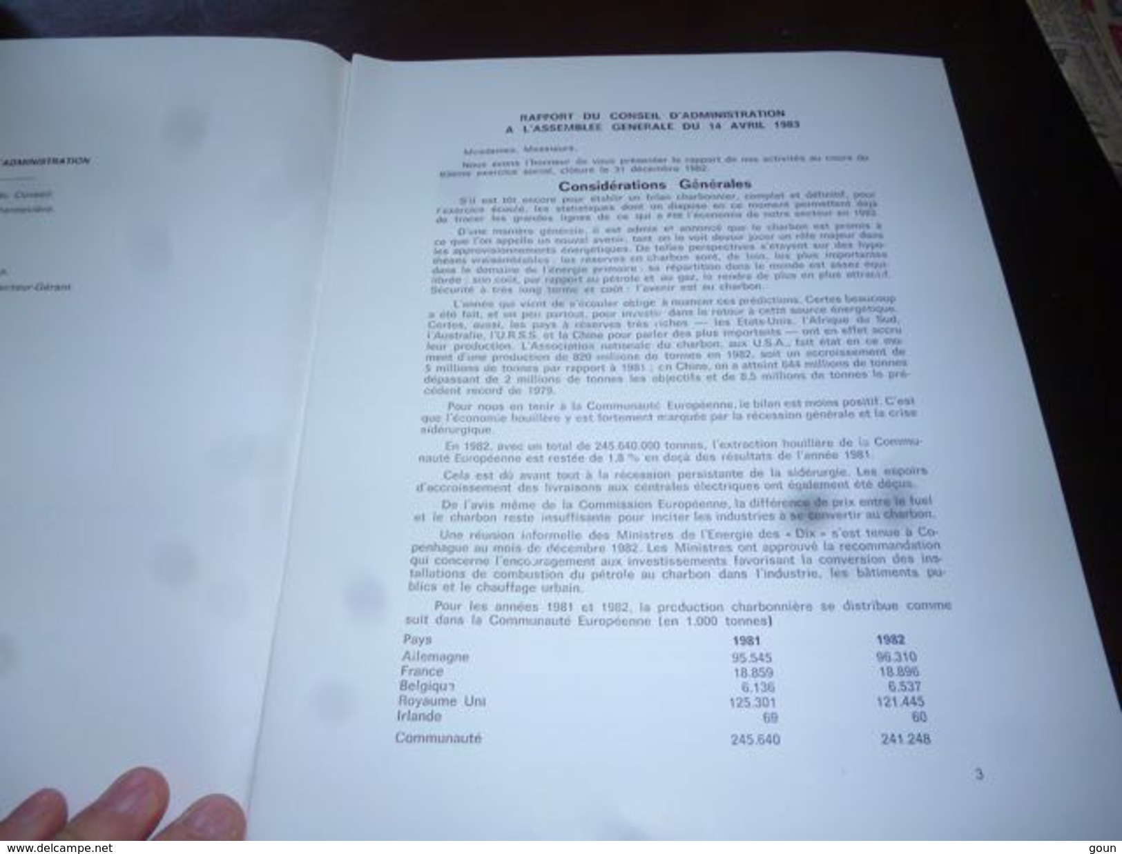 CB1LC157  Charbonnages Du Roton Tamines Rapport De L'exervice 1982 - Farciennes Et Oignies Aiseau - Autres & Non Classés