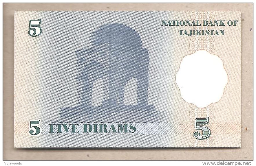 Tagikistan - Banconota Non Circolata FDS Da 5 Dirams - 1999/2000 - Tayikistán