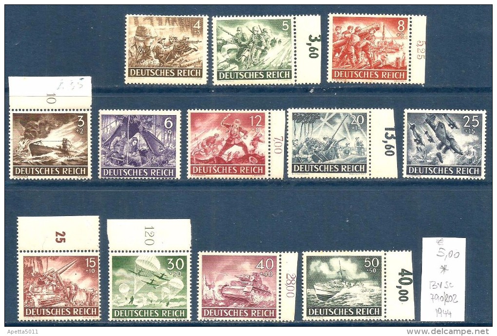1944  GERMANIA REICH   Serie Completa Nuova */** MNH MLH - Nuovi
