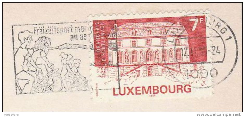 1985 LUXEMBOURG COVER (postcard ) Illus SLOGAN Pmk CYCLING Cycle Bicycle Bike Stamps - Cartas & Documentos