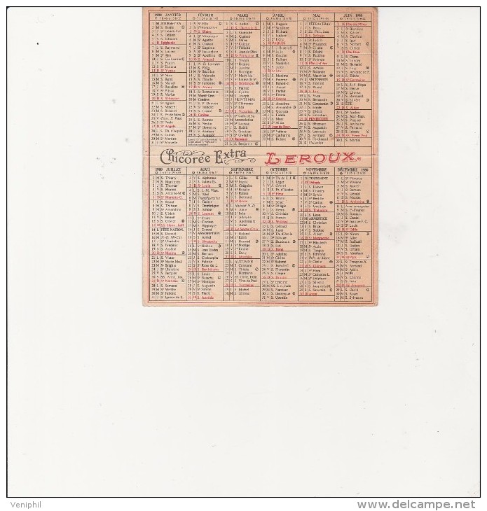 CALENDRIER PETIT FORMAT - CHICOREE LEROUX - ANNEE 1980 - Small : 1971-80