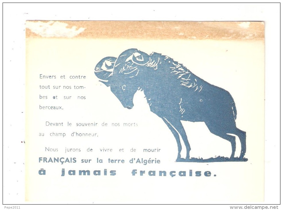 CPA Algérie Française Dessin Bélier Nous Jurons De Vivre & Mourir Français Sur Terre D´Algerie à Jamais Francaise > - Histoire