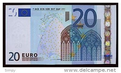 ITALY  : 20 Euro 2002 Letter S  UNC Trichet  Print Code J023B1 Serial Number  S26112038326 - 20 Euro