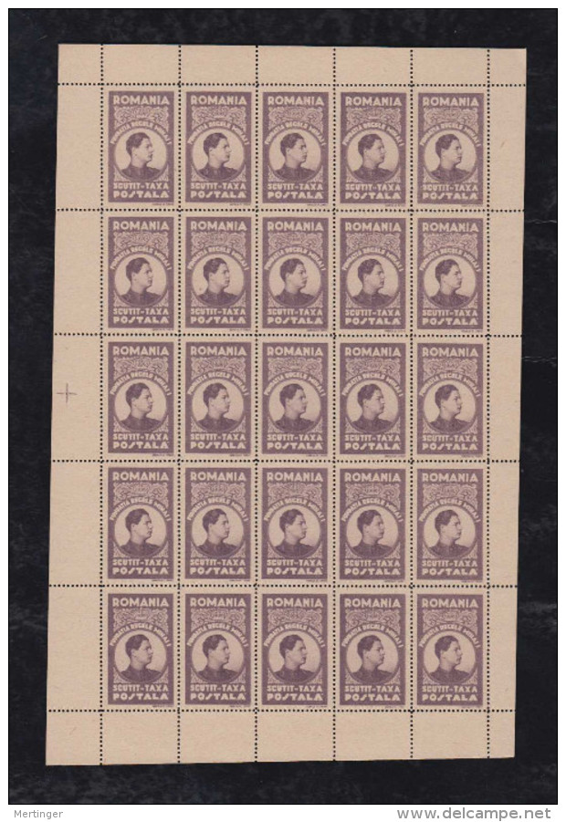 Rumänien Romania Postage Free Stamp  Mi# XIIa A+B (*) Mini Sheet Of 25 Michael Foundation 1947 - Franquicia