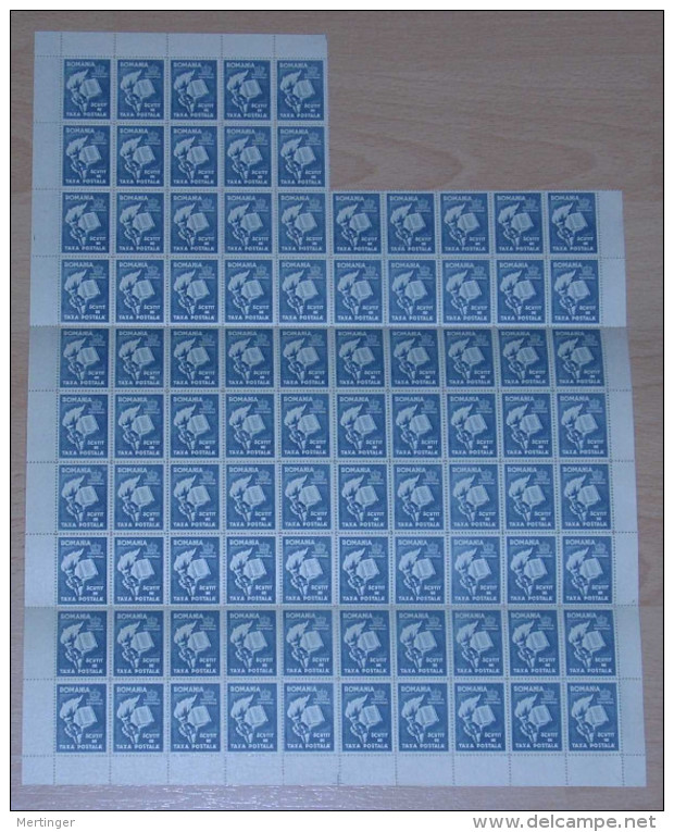 Rumänien Romania Postage Free Stamp  Mi# XIIb A (*) Block Of 90 Michael Foundation 1947 - Franquicia