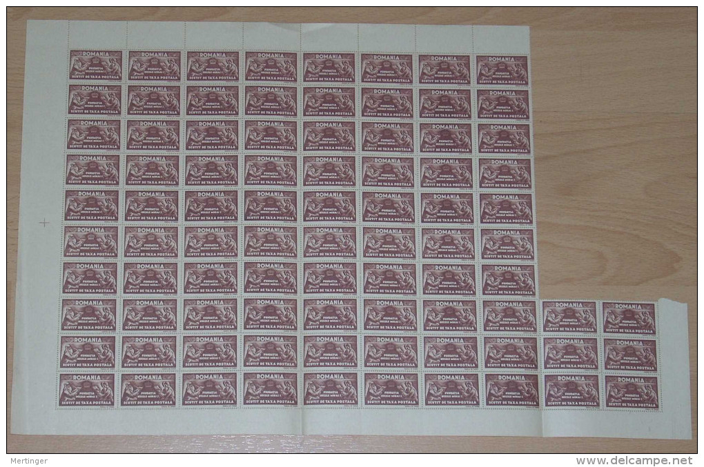 Rumänien Romania Postage Free Stamp  Mi# XIIc A (*) Block Of 85 Michael Foundation 1947 - Franchigia