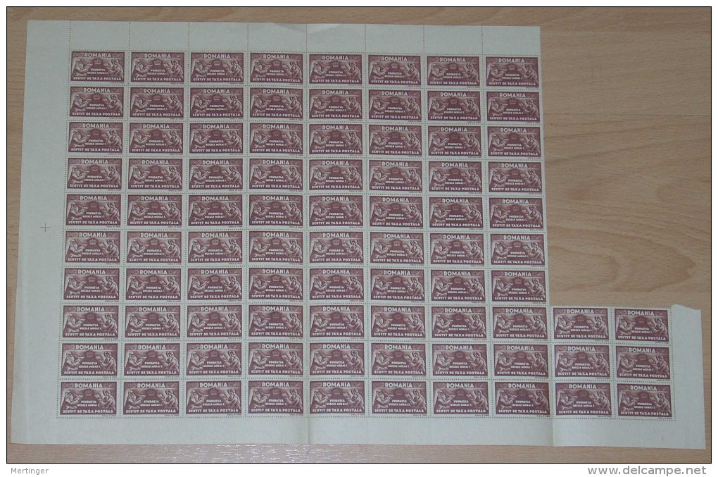 Rumänien Romania Postage Free Stamp  Mi# XIIc A (*) Block Of 85 Michael Foundation 1947 - Franquicia