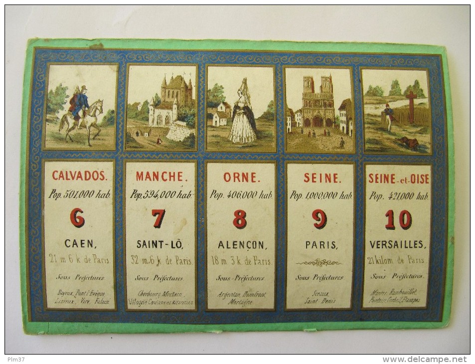 Jeu Des Départements Français - LOTO ? - Complet Des 18 Planches Chromo - 90 Petites Vignettes Lithos Différentes - Autres & Non Classés