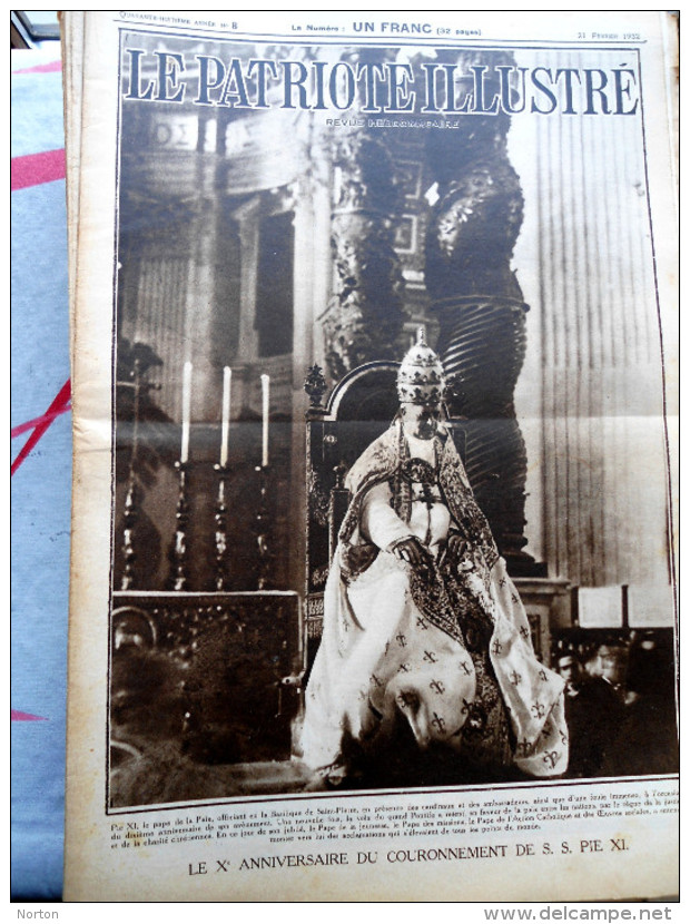 Le Patriote Illustré N°8 Du 21/02/1932 Fosses Achet Manchourie Vatican Lake Placid Sumatra Colombo Puy Bort Dungkopf - Collezioni