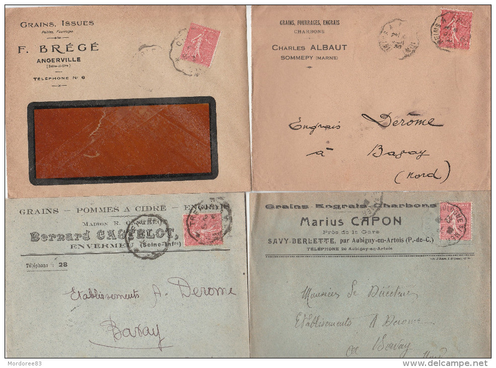 COLLECTION 24 ENVELOPPES THEME GRAINS ENGRAIS FOURRAGES CHARBONS AVEC SEMEUSE 50C POUR BAVAY NORD  TDA109 - Agriculture