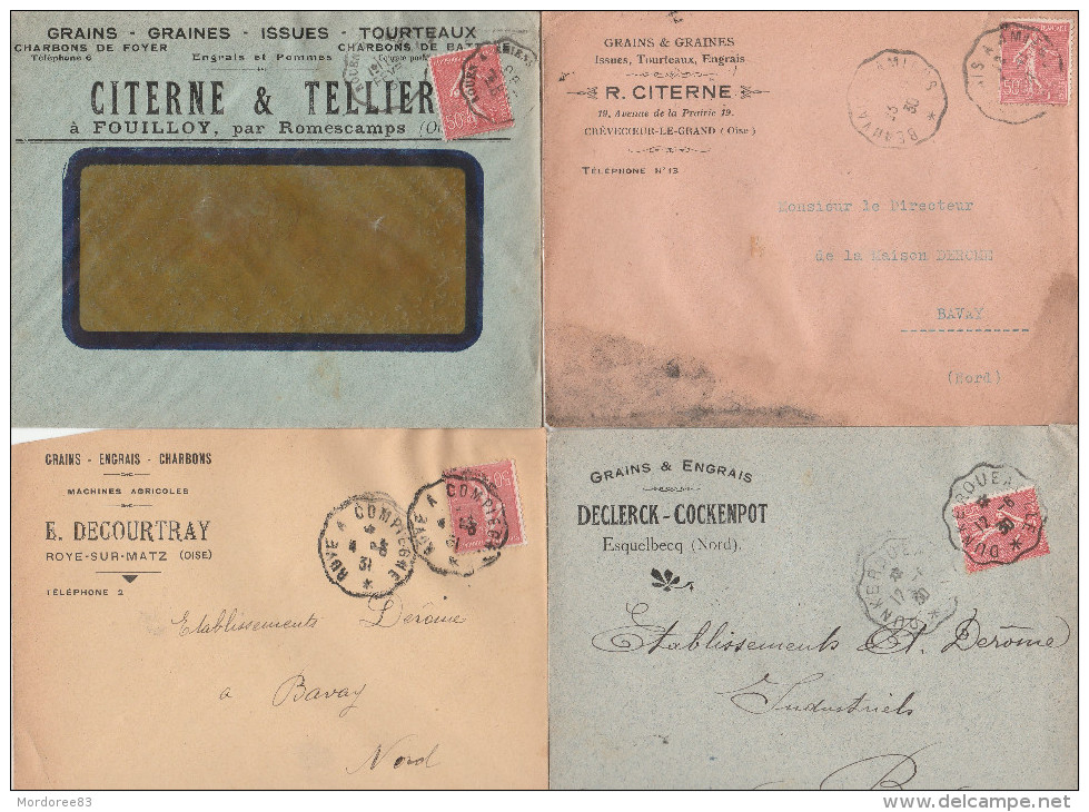 COLLECTION 24 ENVELOPPES THEME GRAINS ENGRAIS FOURRAGES CHARBONS AVEC SEMEUSE 50C POUR BAVAY NORD  TDA109 - Agriculture