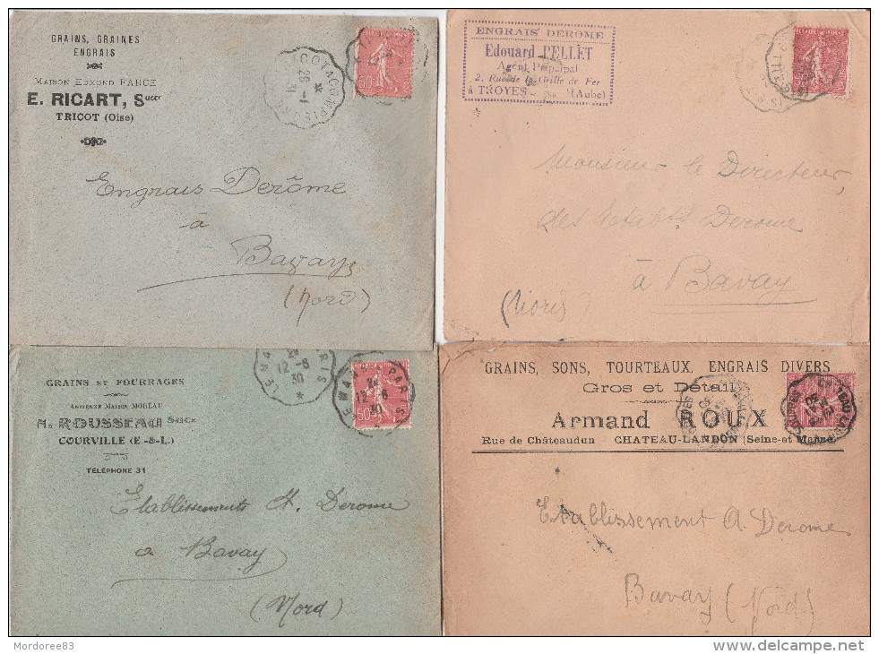 COLLECTION 24 ENVELOPPES THEME GRAINS ENGRAIS FOURRAGES CHARBONS AVEC SEMEUSE 50C POUR BAVAY NORD  TDA109 - Agriculture