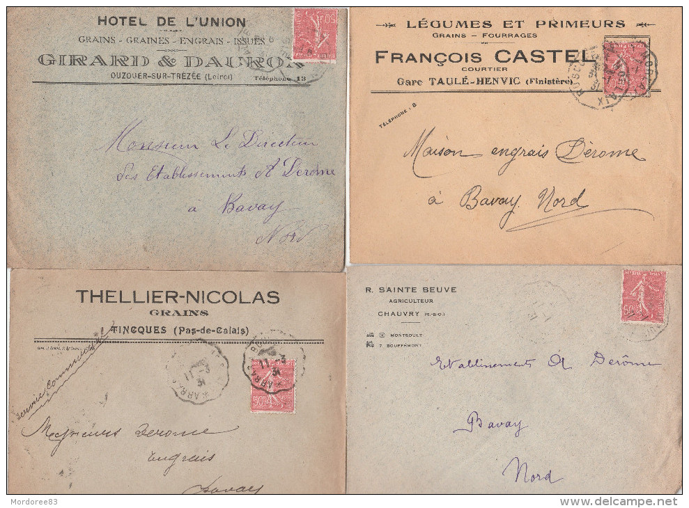 COLLECTION 24 ENVELOPPES THEME GRAINS ENGRAIS FOURRAGES CHARBONS AVEC SEMEUSE 50C POUR BAVAY NORD  TDA109 - Agriculture