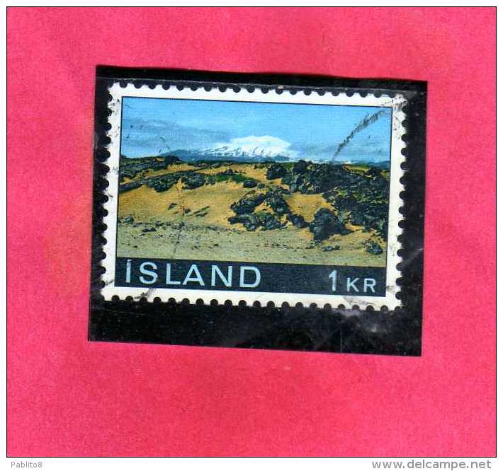 ISLANDA ICELAND ISLANDE 1970 LANDSCAPES Snaefellsjokull MOUNTAIN TOURISM VEDUTE TURISTICA Kr 1 1k USATO USED OBLITERE' - Usati