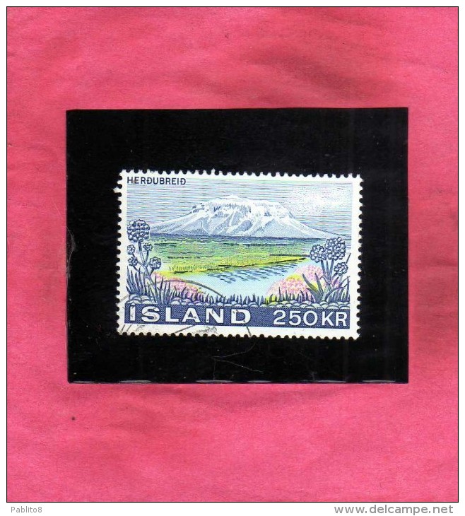 ISLANDA ICELAND ISLANDE 1971 LANDSCAPES Herdubreid Mountain TOURISM VEDUTE TURISTICA Kr 250 250k USATO USED OBLITERE´ - Usati