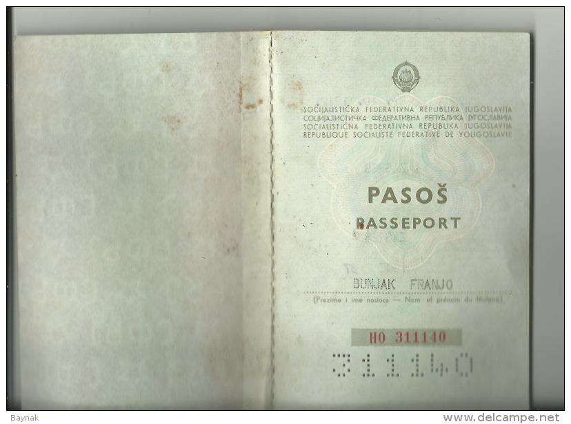 PM48  --  SFR YUGOSLAVIA  ---    PASSPORT  --  1979  --  GENTLEMAN - Historische Dokumente