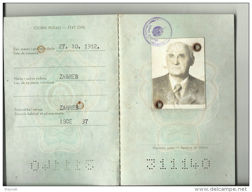 PM48  --  SFR YUGOSLAVIA  ---    PASSPORT  --  1979  --  GENTLEMAN - Historische Dokumente