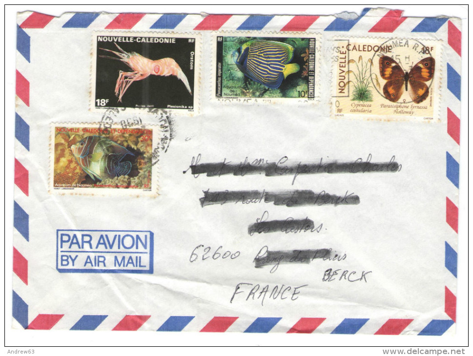 FRANCIA - France - Nouvelle Caledonie - 1990 - Air Mail - 4 Stamps - Fish And Butterly - Viaggiata Da Nouméa Per Berc... - Cartas & Documentos