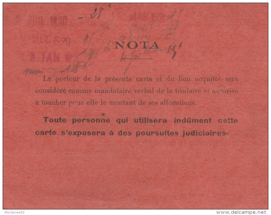 CARTE ASSISTANCE AUX FEMMES EN COUCHES DEPT HAUTE GARONNE CALMONT 1920     TDA109 - Other & Unclassified