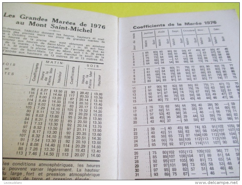 Le Petit Indicateur Des Marées /LE HAVRE-DIEPPE-FECAMP/Proust & Reine/1976          LIV66 - Tourisme