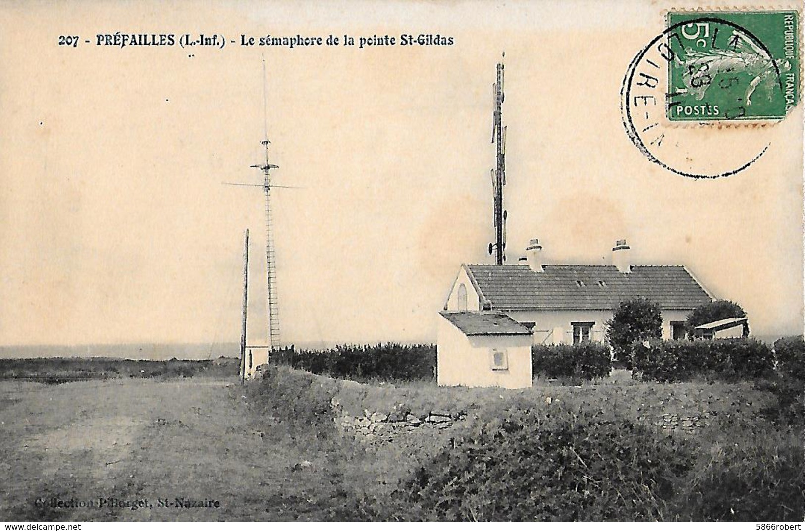 CARTE POSTALE ORIGINALE ANCIENNE : PREFAILLES ; LE SEMAPHORE DE LA POINTE DE SAINT GILDAS ; LOIRE ATLANTIQUE (44) - Préfailles