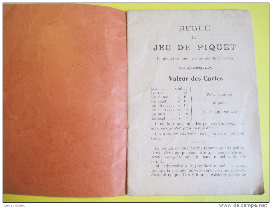 Régle Du Jeu De PIQUET/Alfred Berthault /Vers 1900-1920      LIV67 - Palour Games