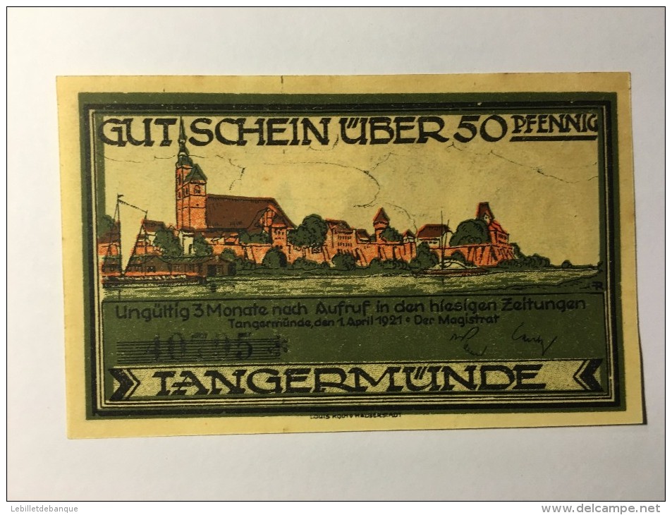 Allemagne Notgeld Tangermunde 50  Pfennig 1921 NEUF - Collections