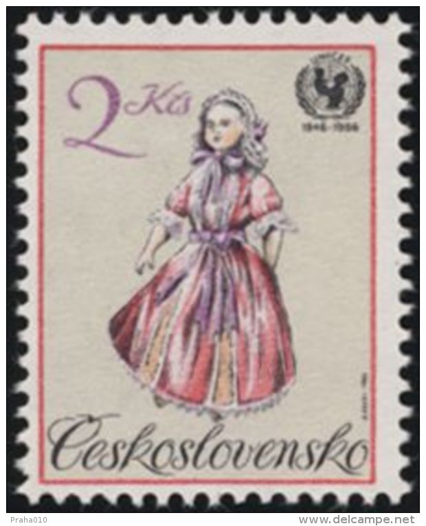 Czechoslovakia / Stamps (1986) 2753: Children´s Toys - 40th Anniversary Of UNICEF (doll); Painter. Bedrich Housa - Dolls
