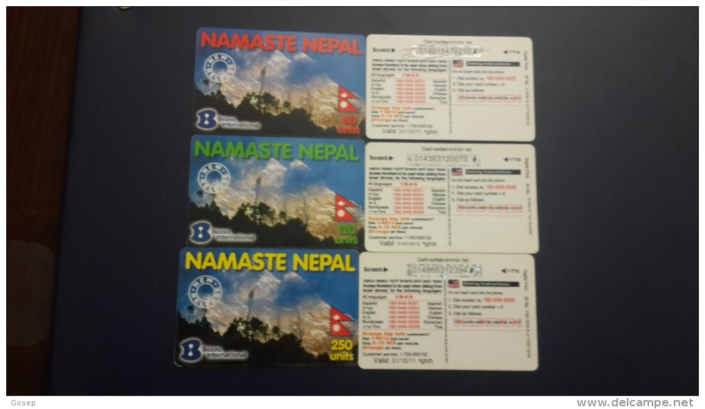 Nepal-namxaste Nepal-(60,120,250)-(3cards)-used Card+2card Prepiad Free - Nepal