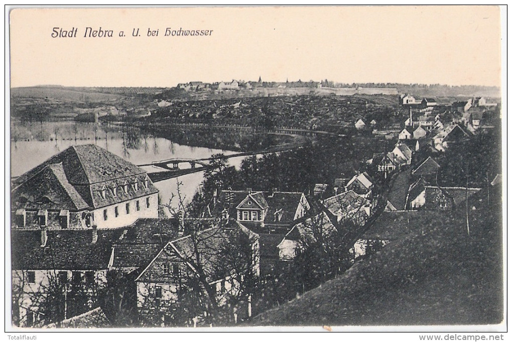 Stadt NEBRA An Der Unstrut Bei Hochwasser TOP-Erhaltung Ungelaufen Vogelschau - Naumburg (Saale)