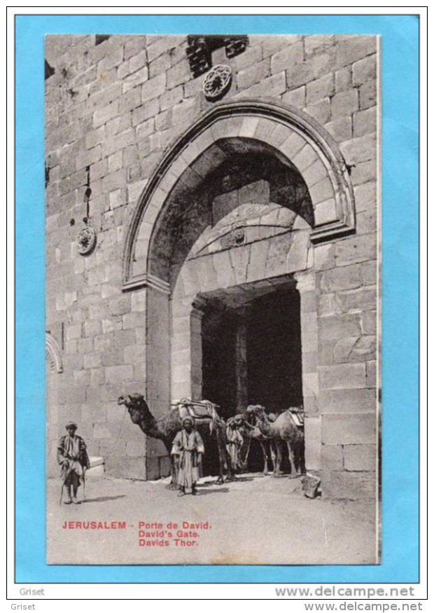 PALESTINE-JERUSALEM-Porte De David -sortie De Caravane De Chameaux- Carte D'époque-Années 10-20 - Palestine