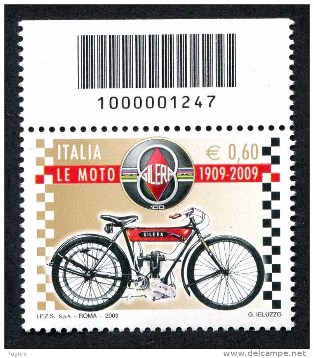 ITALIA 2009 Le Moto Gilera Codice A Barre N° 1247 Integro MNH ** - Codici A Barre