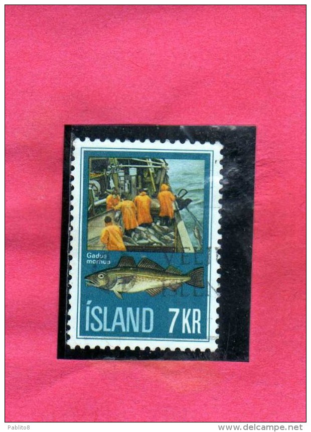 ISLANDA ICELAND ISLANDE 1971 FISH INDUSTRY INDUSTRIA DEL PESCE Haddock Freezing Plant Kr 7 7k USATO USED OBLITERE´ - Usati