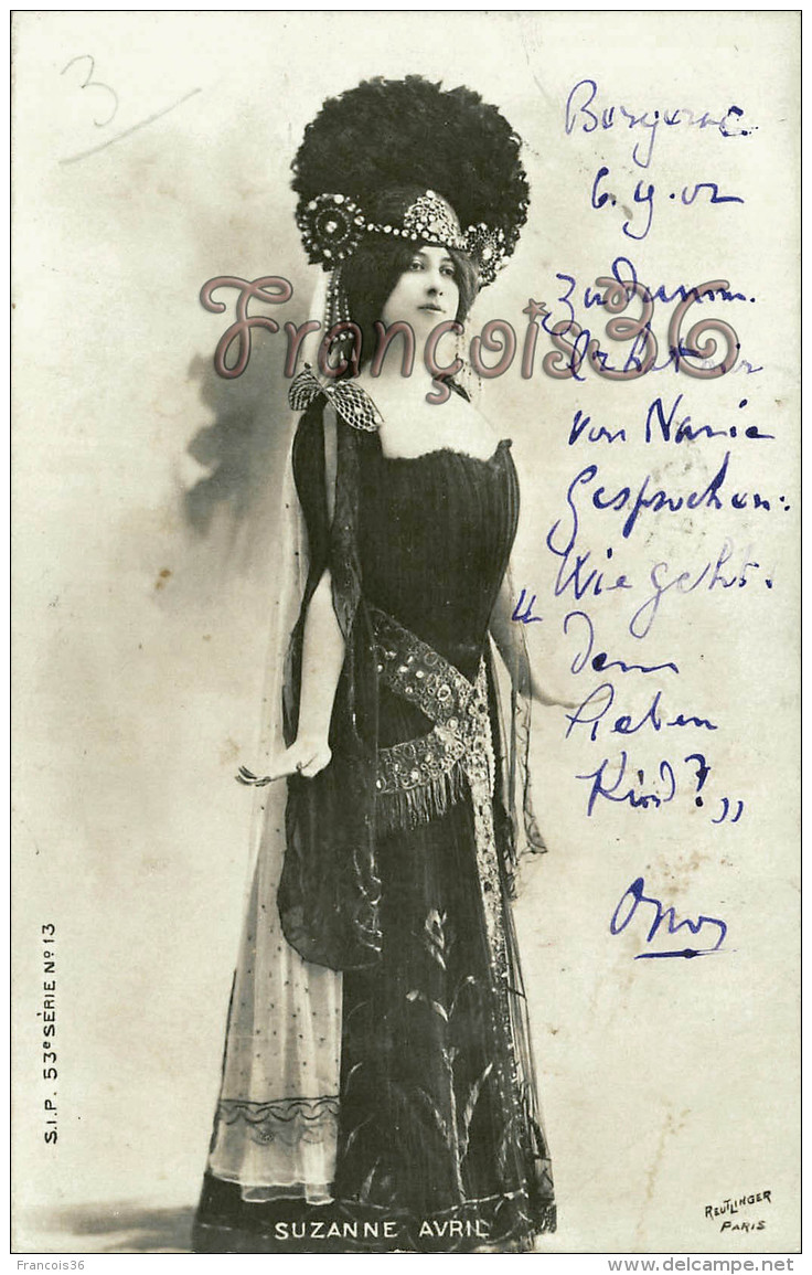 Jolie Fille /young Lady - Jeune Femme Artiste Suzanne AVRIL Par Reutlinger / Paris 1902  Théatre Art Nouveau - Artistes