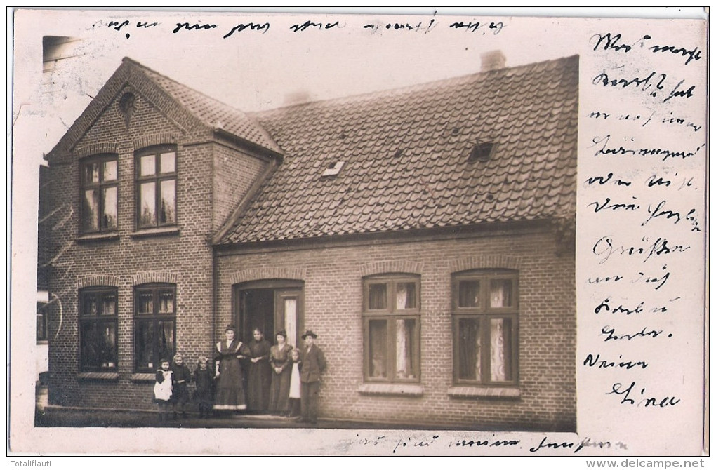 MARNE Holstein Original Private Fotokarte Einzelhaus Mit Mehrgenerationen Familie 7.9.1908 Gelaufen - Heide